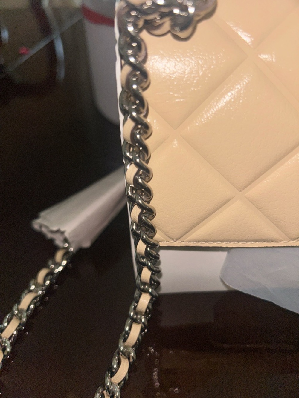 Tory Burch Quilted Leather Shoulder Bag in Beige - Picture 3 of 4